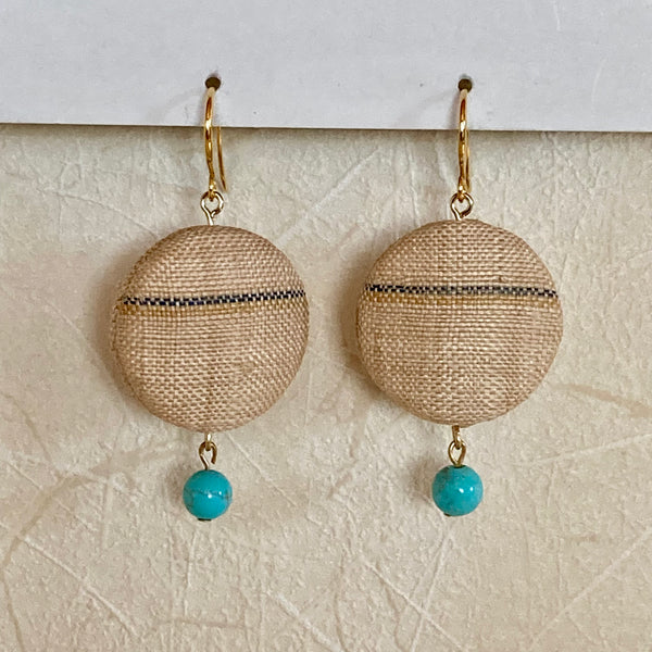 芭蕉布のピアス　マカロン型A